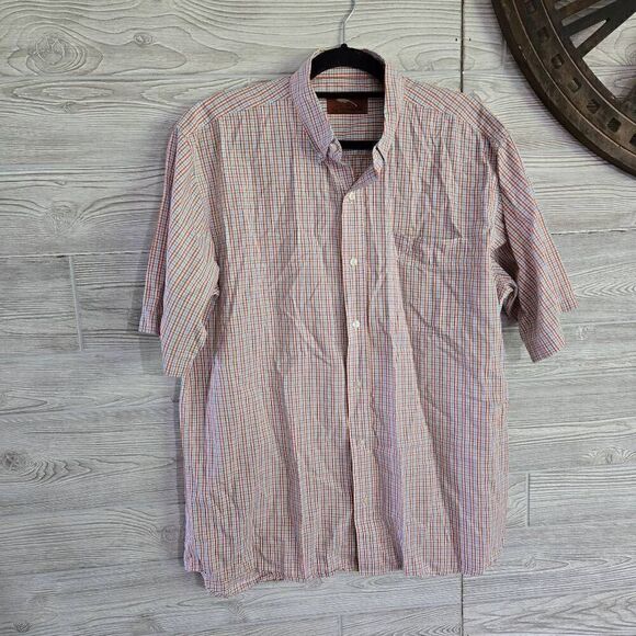Bob Timberlake Plaid Button Down Orange Mens SZ L - Picture 1 of 6